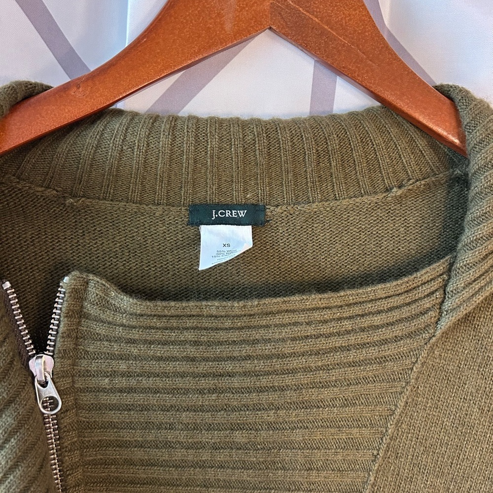 J. Crew Olive Green Cowl Neck Women's Sweater - Picture 2 of 4